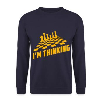 Humour d’échecs – Je pense - Sweat-shirt Unisexe - marine - Devant - Alina (178cm) & Michal (187cm)