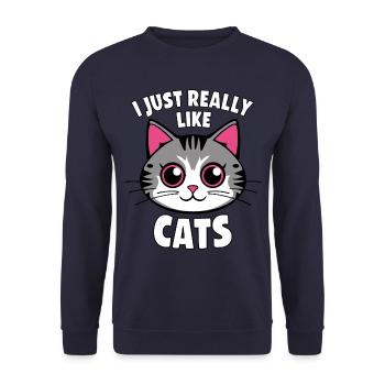 Chat Chats Amoureux Chat Propriétaire Chaton - Sweat-shirt Unisexe - marine - Devant - Alina (178cm) & Michal (187cm)