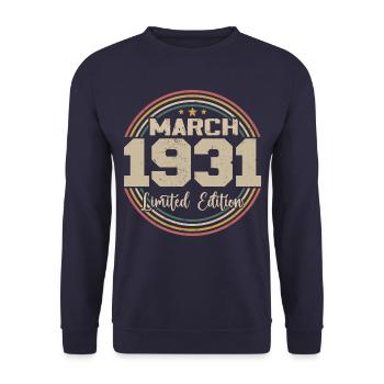 Awesome seit März 1931 Geburtstag 1931 Geschenk - Unisex Pullover - Navy - Vorne - Alina (178cm) & Michal (187cm)