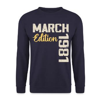 Mars 1981 Cadeau Anniversaire Mars 1981 - Sweat-shirt Unisexe - marine - Devant - Alina (178cm) & Michal (187cm)