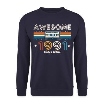 33rd Birthday Vintage September 1991 Cassette 91 - Unisex Sweatshirt - navy - Front - Alina (178cm) & Michal (187cm)