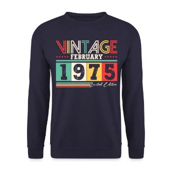 50th Birthday Gift Husband Vintage February 1975 - Unisex Sweatshirt - navy - Front - Alina (178cm) & Michal (187cm)