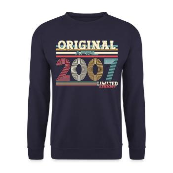 18. Geburtstag Geschenk Mann Original April 2007 - Unisex Pullover - Navy - Vorne - Alina (178cm) & Michal (187cm)