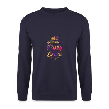 Amsterdam Party Crew Bunt - Unisex Pullover - Navy - Vorne - Alina (178cm) & Michal (187cm)