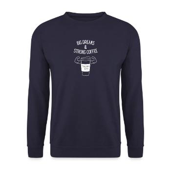 Big Dreams & Strong Coffee - Unisex Pullover - Navy - Vorne - Alina (178cm) & Michal (187cm)