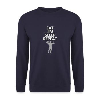 eat jim sleep repeat - Unisex Sweatshirt - navy - Front - Alina (178cm) & Michal (187cm)