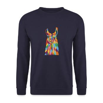 Colorful alpaca motif - Unisex Sweatshirt - navy - Front - Alina (178cm) & Michal (187cm)