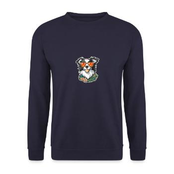 Border Collie Hund Cool Sommer - Unisex Pullover - Navy - Vorne - Alina (178cm) & Michal (187cm)