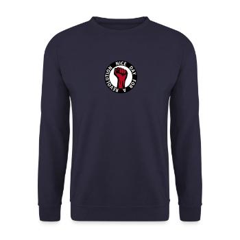 3 colors - nice day for a revolution - against - Unisex Pullover - Navy - Vorne - Alina (178cm) & Michal (187cm)