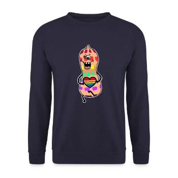 Erdnüsse Regenbogen Gay Pride Herz Liebe - Unisex Pullover - Navy - Vorne - Alina (178cm) & Michal (187cm)
