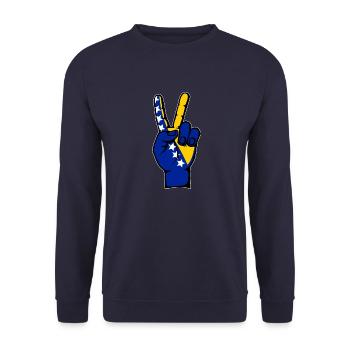 Symbole de la victoire de la paix du drapeau de la Bosnie - Sweat-shirt Unisexe - marine - Devant - Alina (178cm) & Michal (187cm)