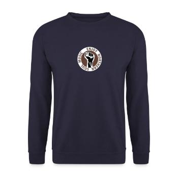 3 colors - Enjoy Northern Soul Music - nighter - Unisex Pullover - Navy - Vorne - Alina (178cm) & Michal (187cm)
