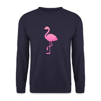 Cute Pink Flamingo Illustration - Unisex Sweatshirt - navy - Front - Alina (178cm) & Michal (187cm)