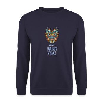 Muay Thai Foo Dog - Thailand Thaiboxen MMA - Unisex Pullover - Navy - Vorne - Alina (178cm) & Michal (187cm)