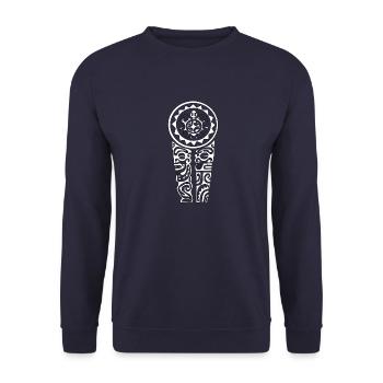 Maori Chest Logo 103 White - Unisex Sweatshirt - navy - Front - Alina (178cm) & Michal (187cm)