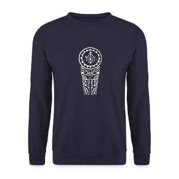 Maori Chest Logo 104 White - Unisex Sweatshirt - navy - Front - Alina (178cm) & Michal (187cm)