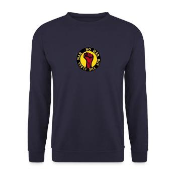 3 colors - no war but the class war - against - Unisex Pullover - Navy - Vorne - Alina (178cm) & Michal (187cm)