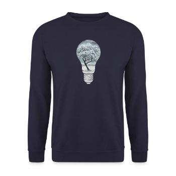 Winterbaum in Glühbirne - Unisex Pullover - Navy - Vorne - Alina (178cm) & Michal (187cm)