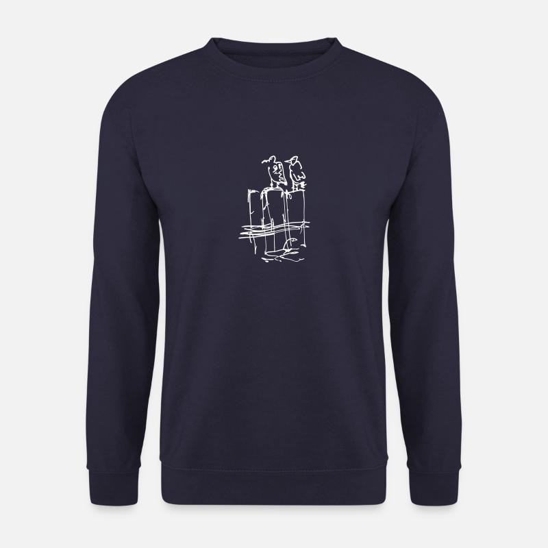Möwenzeichnung Möwe Meer maritim See blau weiß - Unisex Pullover - Navy