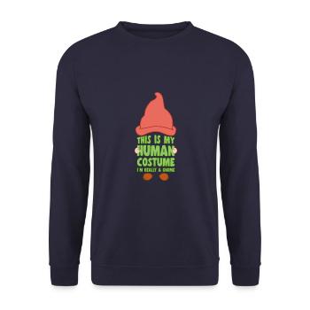C’est mon costume humain Je suis un cadeau d’amoureux des gnomes - Sweat-shirt Unisexe - marine - Devant - Alina (178cm) & Michal (187cm)
