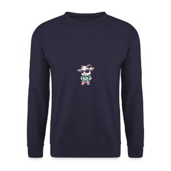 Mountain Goat Comic Cool Summer - Unisex Sweatshirt - navy - Front - Alina (178cm) & Michal (187cm)