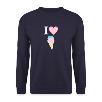 I love Ice Cream / Ice Cone Comic Design white - Unisex Sweatshirt - navy - Front - Alina (178cm) & Michal (187cm)