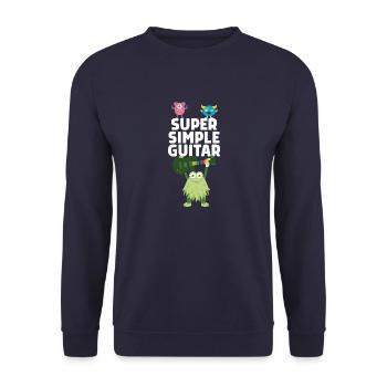 Super Simple Guitar - Green Monster with Guitar - Unisex Sweatshirt - navy - Front - Alina (178cm) & Michal (187cm)