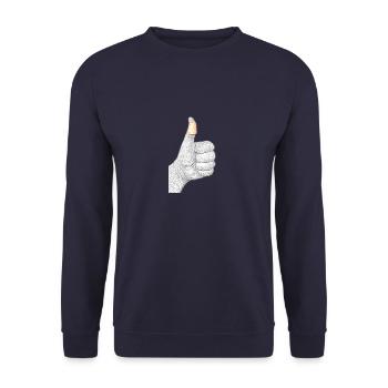 Hand mit Pflaster - Unisex Pullover - Navy - Vorne - Alina (178cm) & Michal (187cm)