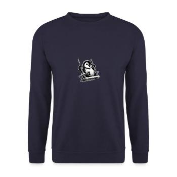 Pinguin schaukelt Cartoon süßes Design - Unisex Pullover - Navy - Vorne - Alina (178cm) & Michal (187cm)