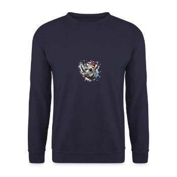 Rhinocéros Noël drôle - Sweat-shirt Unisexe - marine - Devant - Alina (178cm) & Michal (187cm)