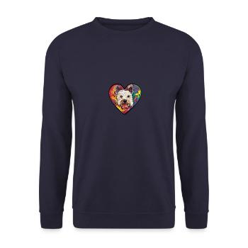 West Highland Terrier Hund Herz Love - Unisex Pullover - Navy - Vorne - Alina (178cm) & Michal (187cm)