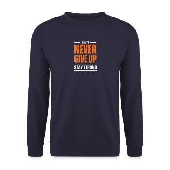 NEVER GIVE UP - Sweat-shirt Unisexe - marine - Devant - Alina (178cm) & Michal (187cm)
