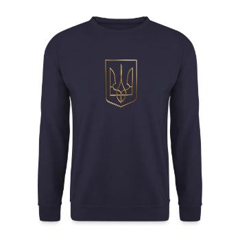 Ukraine Coat of Arms Shield Trident Trident Wire Look 2 - Unisex Sweatshirt - navy - Front - Alina (178cm) & Michal (187cm)
