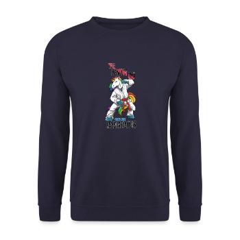 Taekwon-do Einhorn - TKD Kampfsport Einhorn - Unisex Pullover - Navy - Vorne - Alina (178cm) & Michal (187cm)