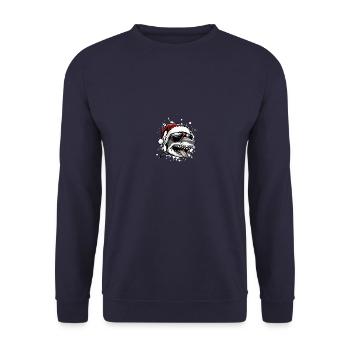 Hai Weihnachten Lustig - Unisex Pullover - Navy - Vorne - Alina (178cm) & Michal (187cm)
