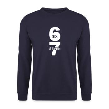 Six Seven - 67 - Meme - Basketball - 6-7 - Unisex Pullover - Navy - Vorne - Alina (178cm) & Michal (187cm)