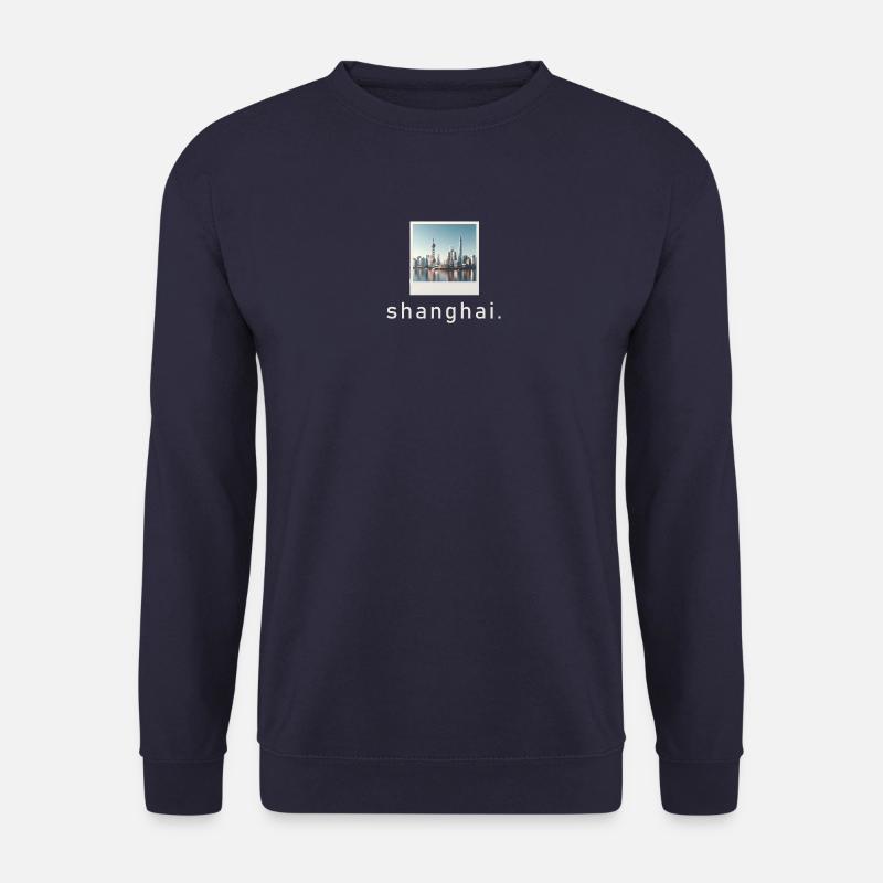 Skyline Shanghai Retro Foto - Unisex Pullover - Navy