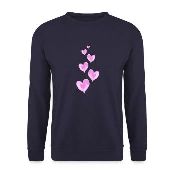 Herzen Liebe Symbol Valentinstag - Unisex Pullover - Navy - Vorne - Alina (178cm) & Michal (187cm)