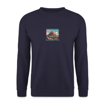 Enchanted Rock Texas Grunge Mountains - Unisex Sweatshirt - navy - Front - Alina (178cm) & Michal (187cm)