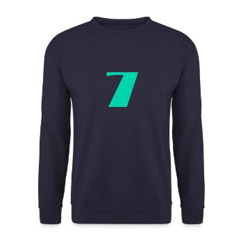 7 YEARS. 7th ANNIVERSARY. BIRTHDAY 7 YEARS. 7 - Unisex Sweatshirt - navy - Front - Alina (178cm) & Michal (187cm)