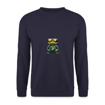 Frosch Cool Sommer - Unisex Pullover - Navy - Vorne - Alina (178cm) & Michal (187cm)