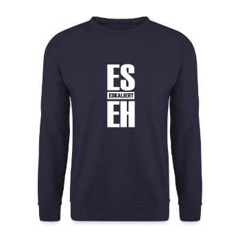 Es eskaliert eh - Unisex Pullover - Navy - Vorne - Alina (178cm) & Michal (187cm)