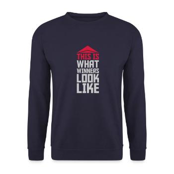 What Winners Look Like - Unisex Pullover - Navy - Vorne - Alina (178cm) & Michal (187cm)