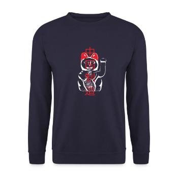 Made In China - Waving Cat - White - Unisex Sweatshirt - navy - Front - Alina (178cm) & Michal (187cm)