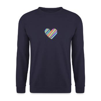 Bunter Herzschlag - Unisex Pullover - Navy - Vorne - Alina (178cm) & Michal (187cm)