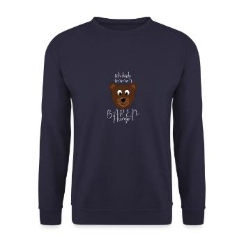Ich hab immer Bärenhunger, Essen, Teddybär, lustig - Unisex Pullover - Navy - Vorne - Alina (178cm) & Michal (187cm)