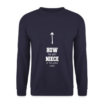 How the best Niece of the world looks - Unisex Sweatshirt - navy - Front - Alina (178cm) & Michal (187cm)