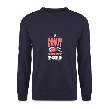 Braut Support 2023 Hochzeit Herz - Unisex Pullover - Navy - Vorne - Alina (178cm) & Michal (187cm)