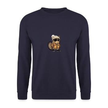 Écureuil Hiver - Sweat-shirt Unisexe - marine - Devant - Alina (178cm) & Michal (187cm)