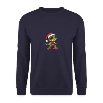 Echse Gecko Weihnachten Cool X-Mas - Unisex Pullover - Navy - Vorne - Alina (178cm) & Michal (187cm)